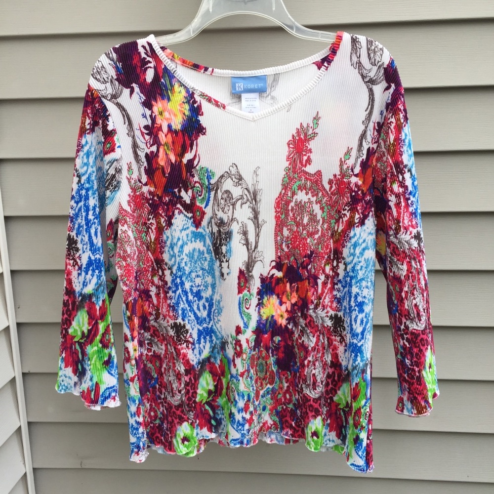 Koret 3/4 Sleeve ribbed Blouse Size Medium